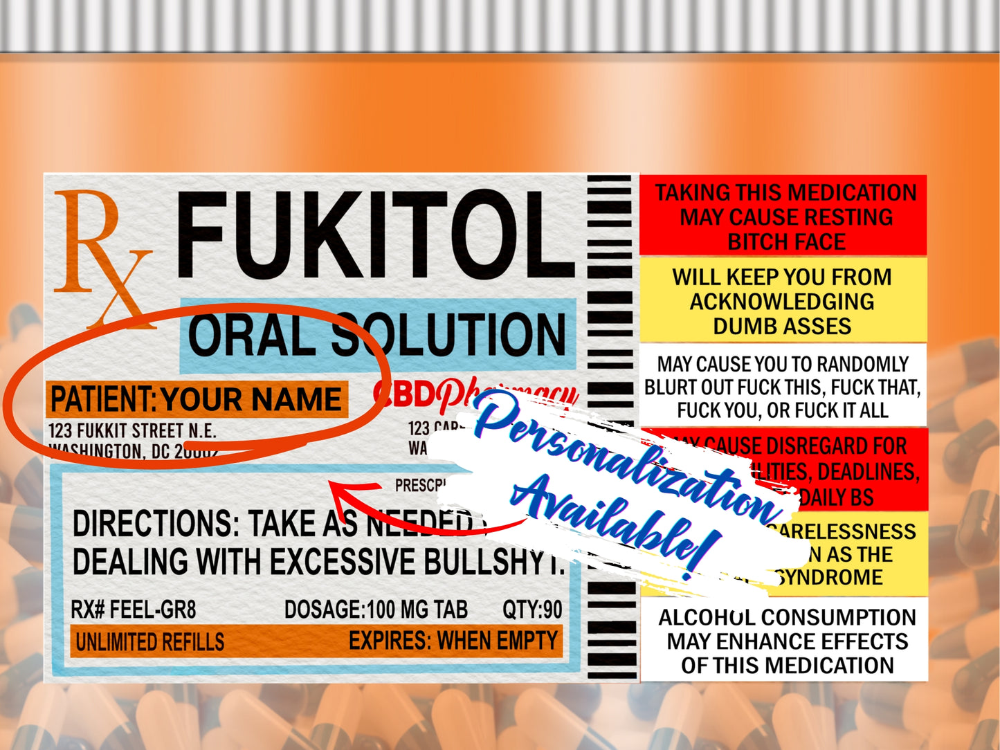 Personalization Available Prescription Gag Gift product