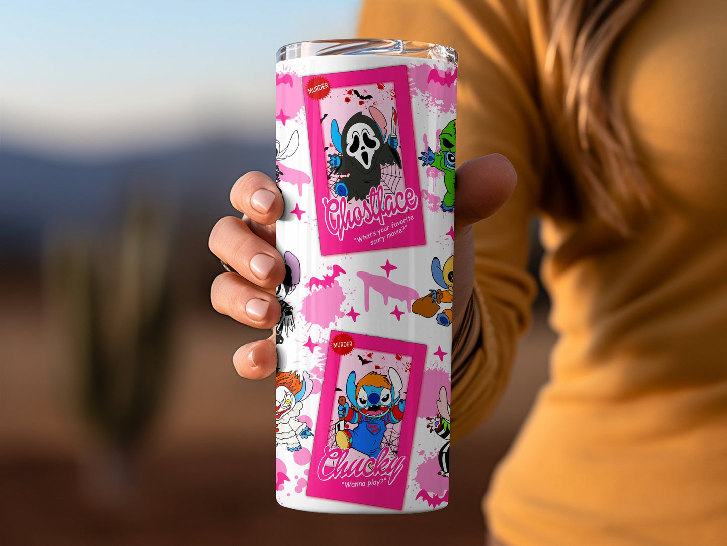 Colorful Horror Characters Collage Tumbler product