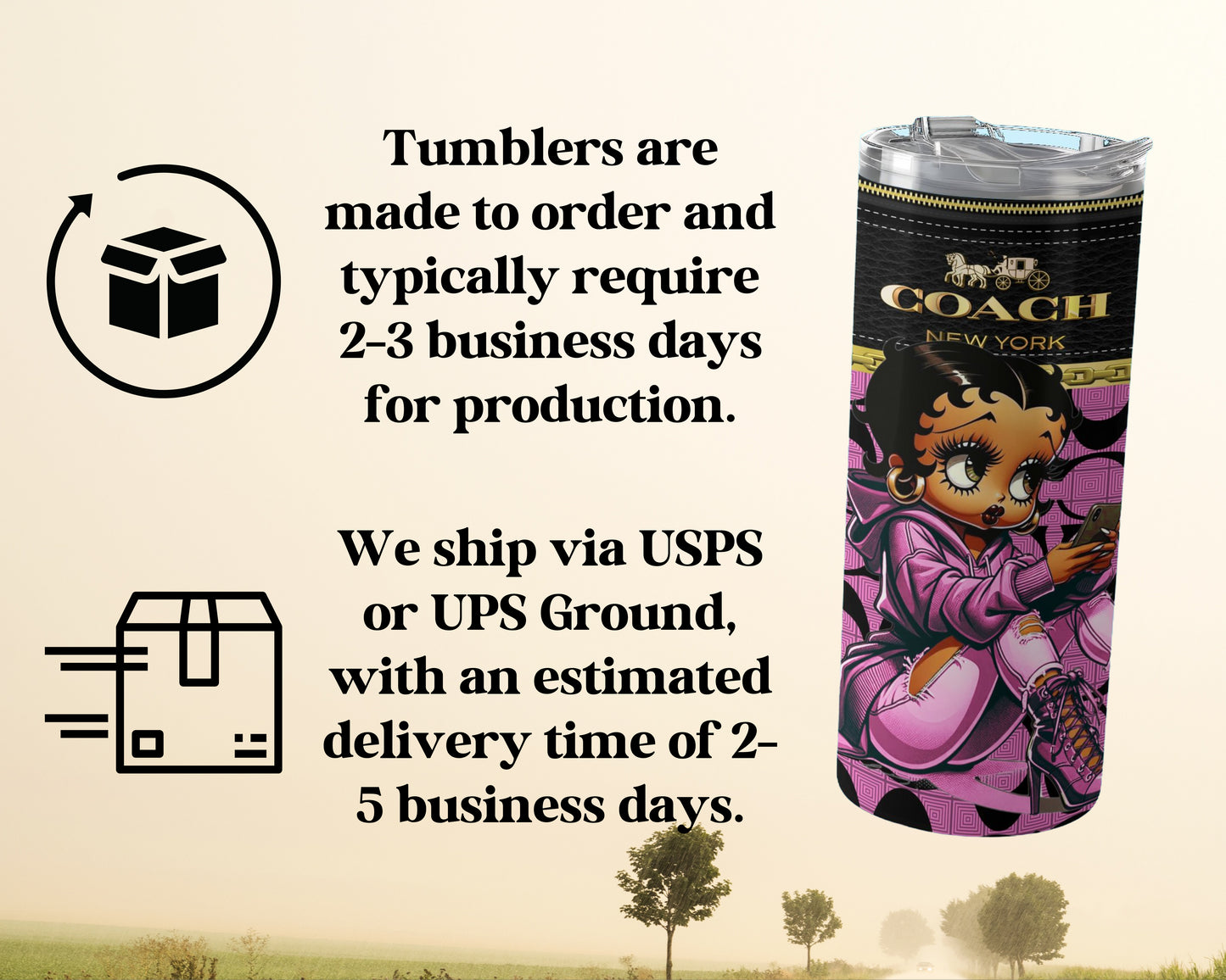 Custom Betty Boop Coach Tumblers Drinkware Product