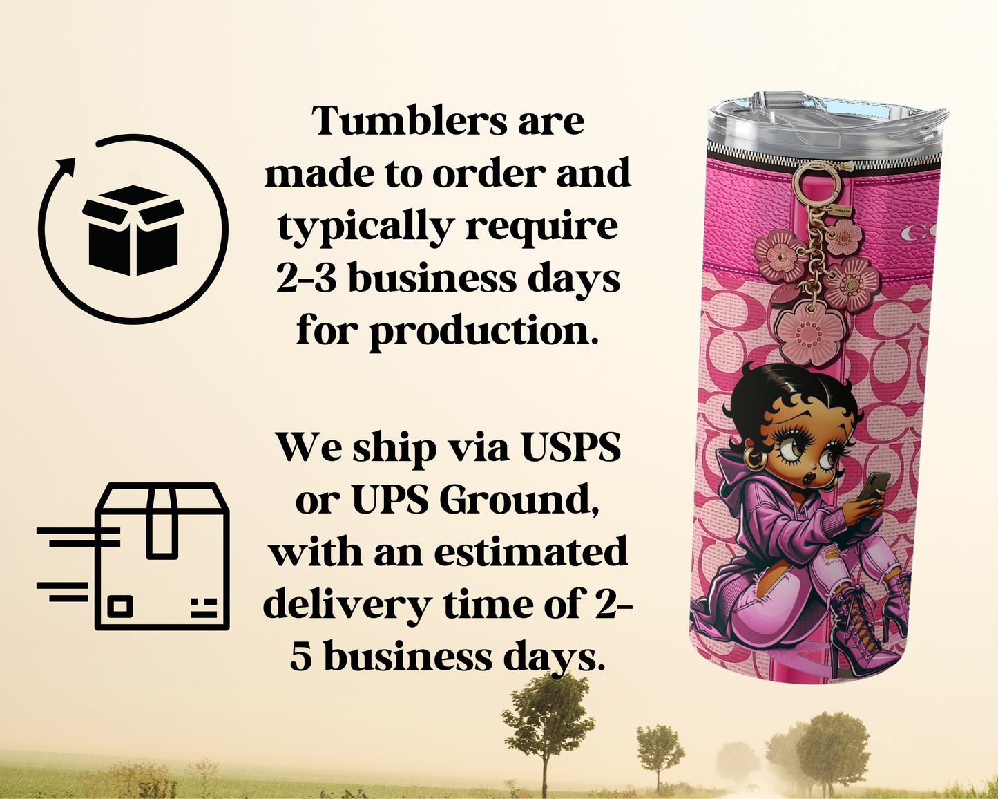 Pink and Cartoon Graphic Insulated Tumbler product type
