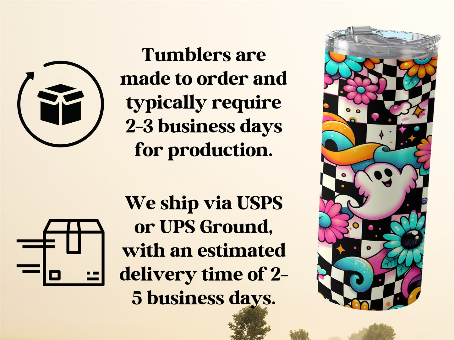 Colorful Ghosts and Flowers Tumbler product