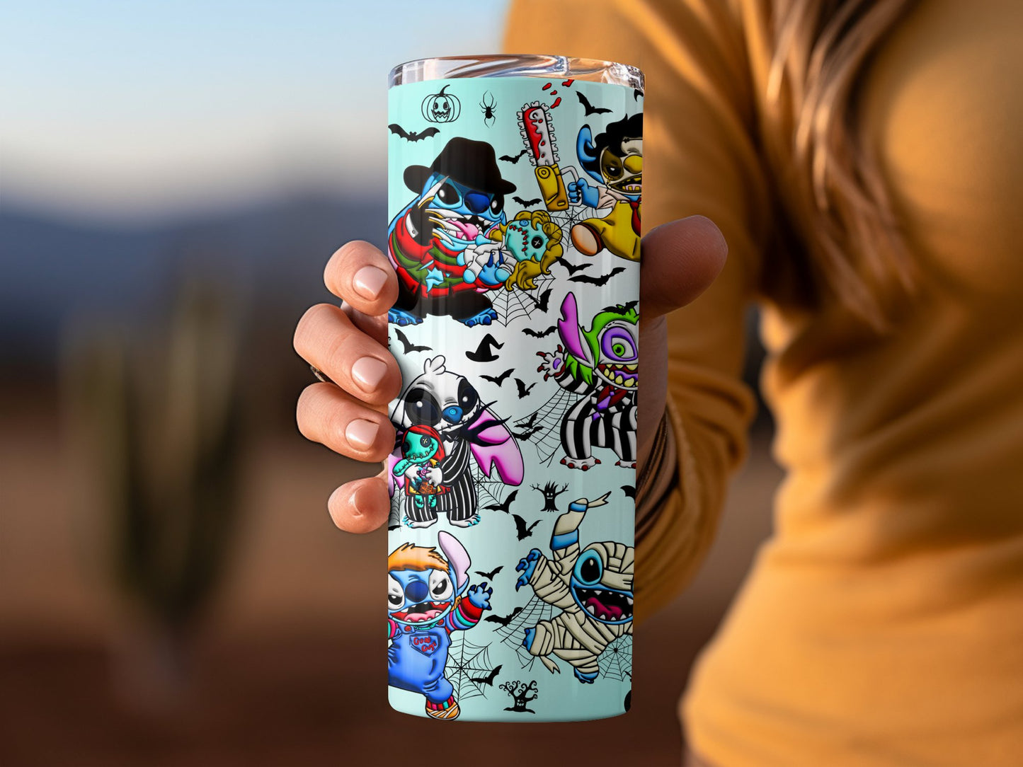 Colorful Halloween Cartoon Characters Tumbler product