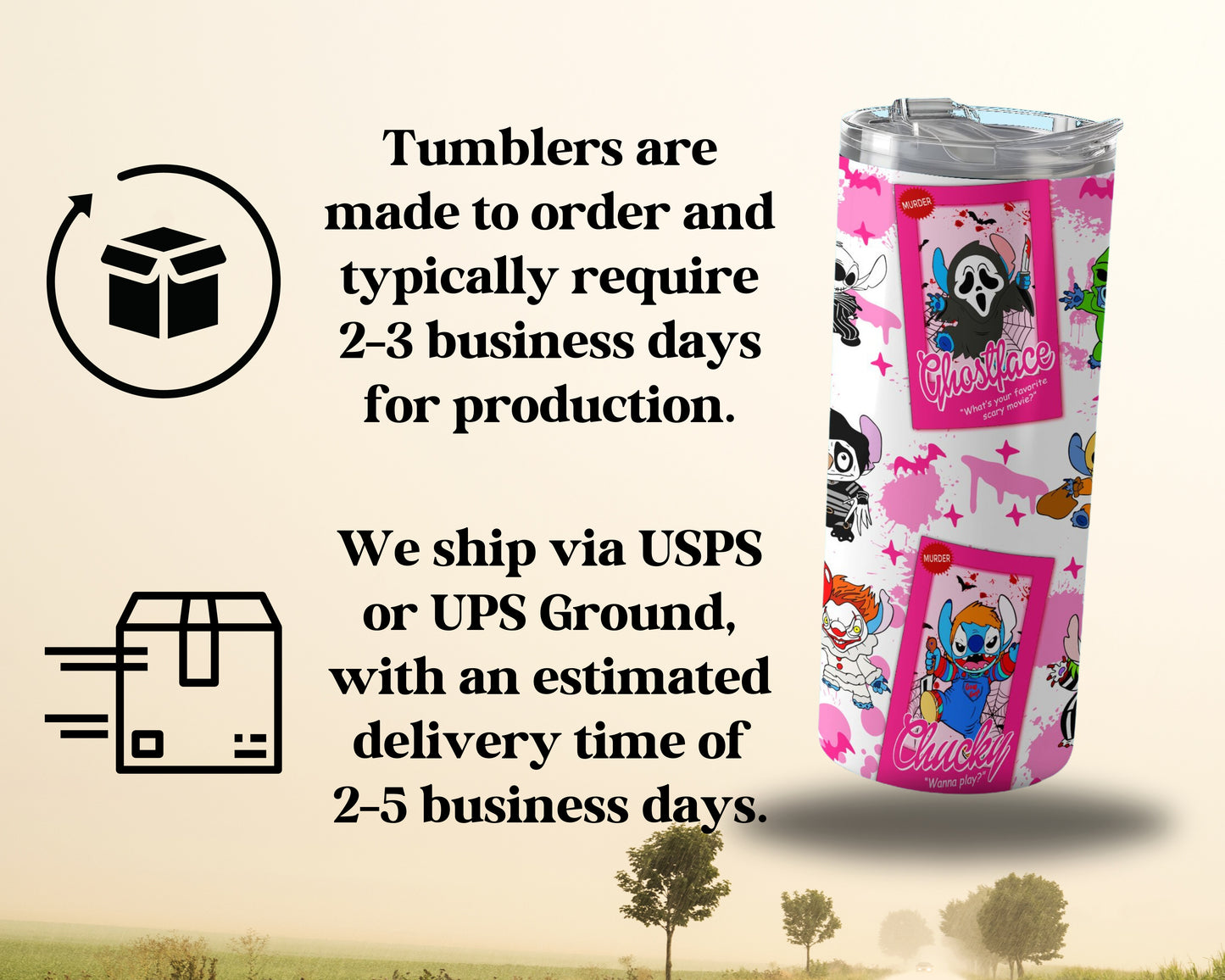 Horror Design Custom Printed Tumbler product
