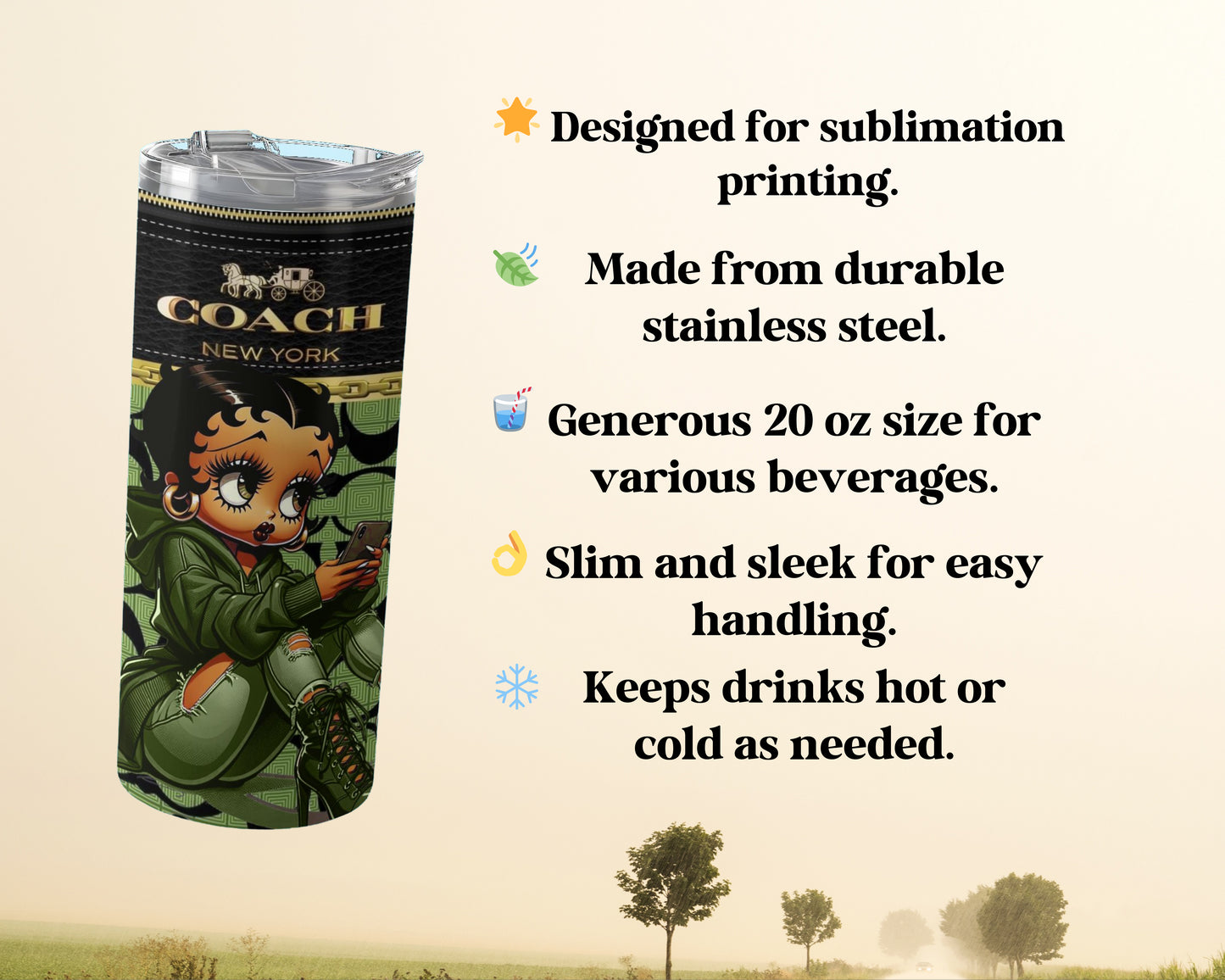 Designer sublimation printed beverage tumbler product type