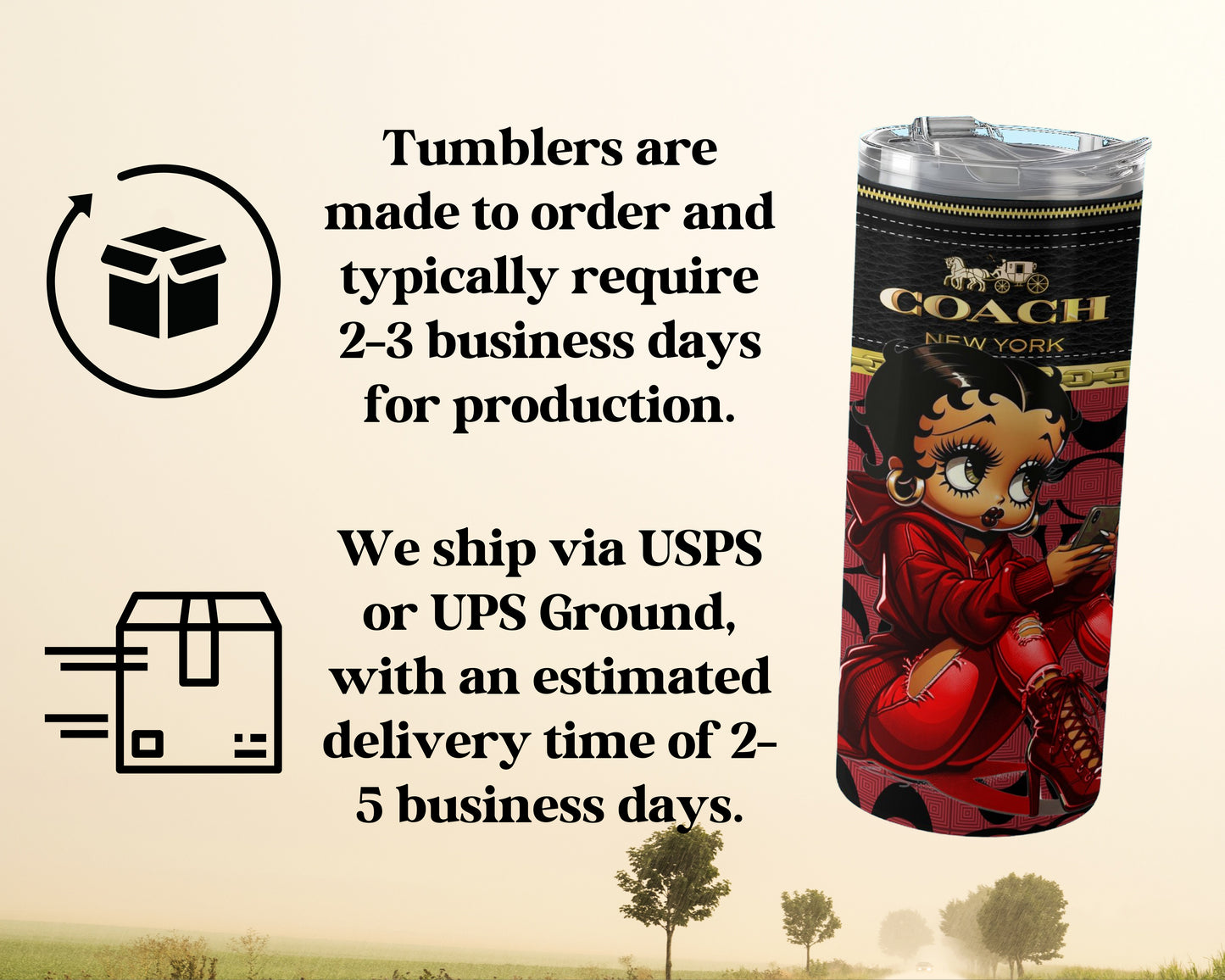 Designer Betty Boop Coach New York Travel Tumbler product