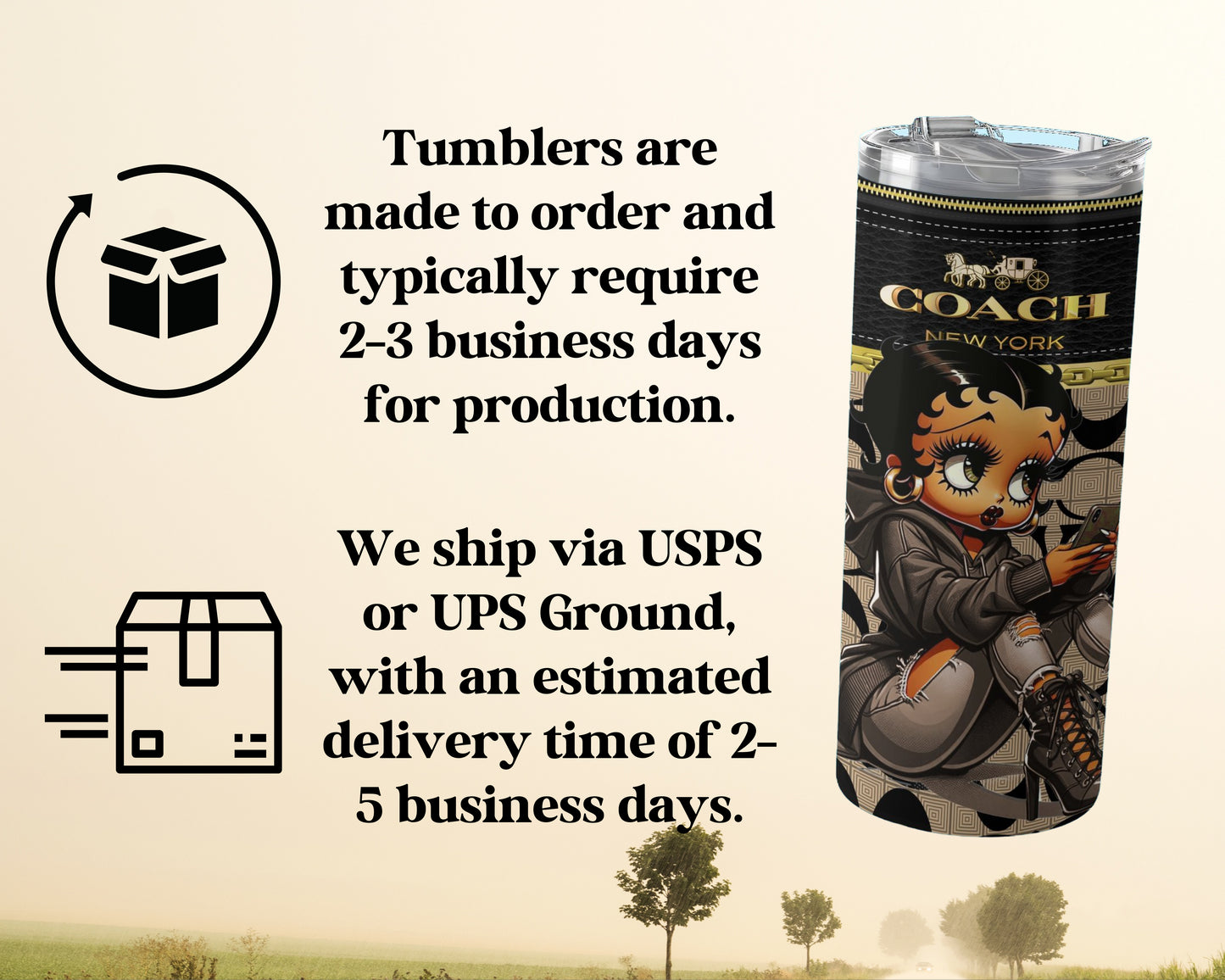 Creative Betβty Booβp Coach Tumbler customizable product