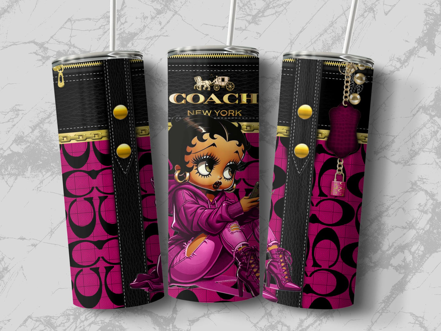 Coach New York Pink Character Zipper Print Drinkware product type