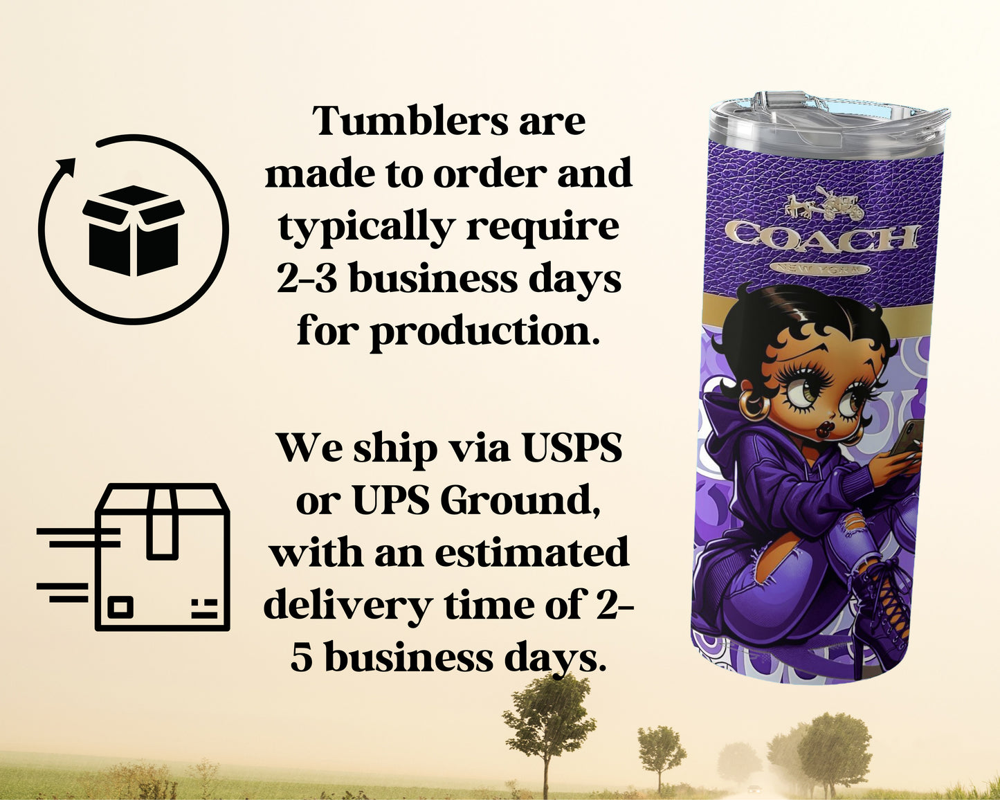 Purple Customizable Cartoon Character Tumbler product