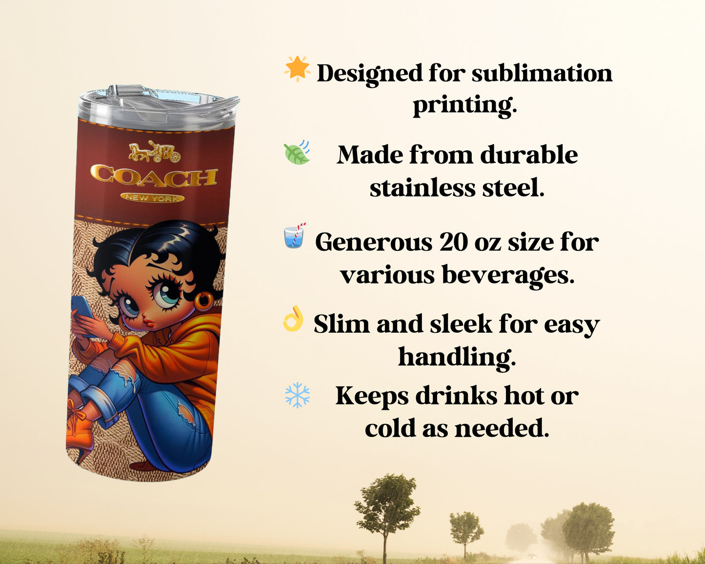 Colorful Character Print Stainless Steel Tumbler product