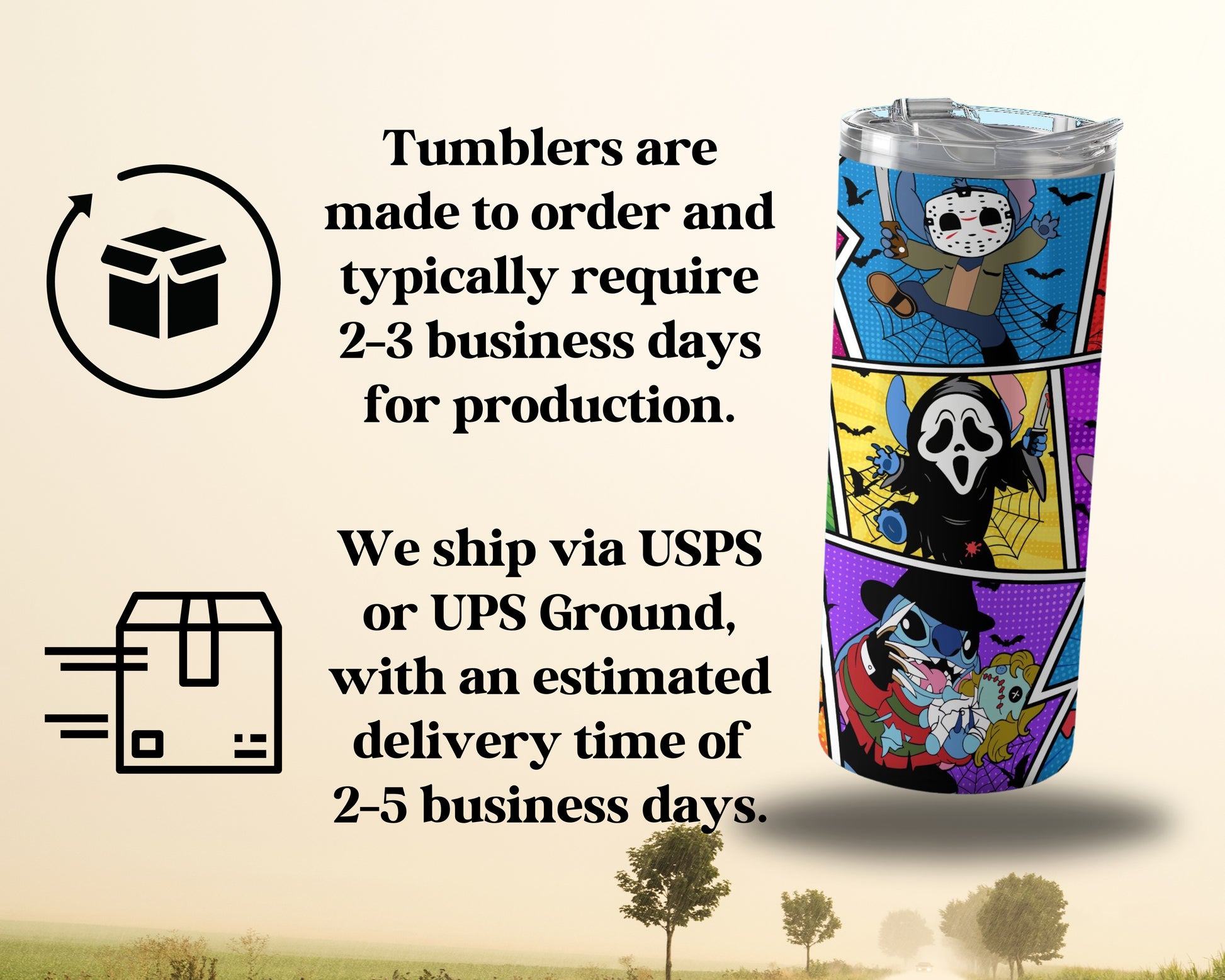 Stylish Horror Cartoon Characters Tumbler product type