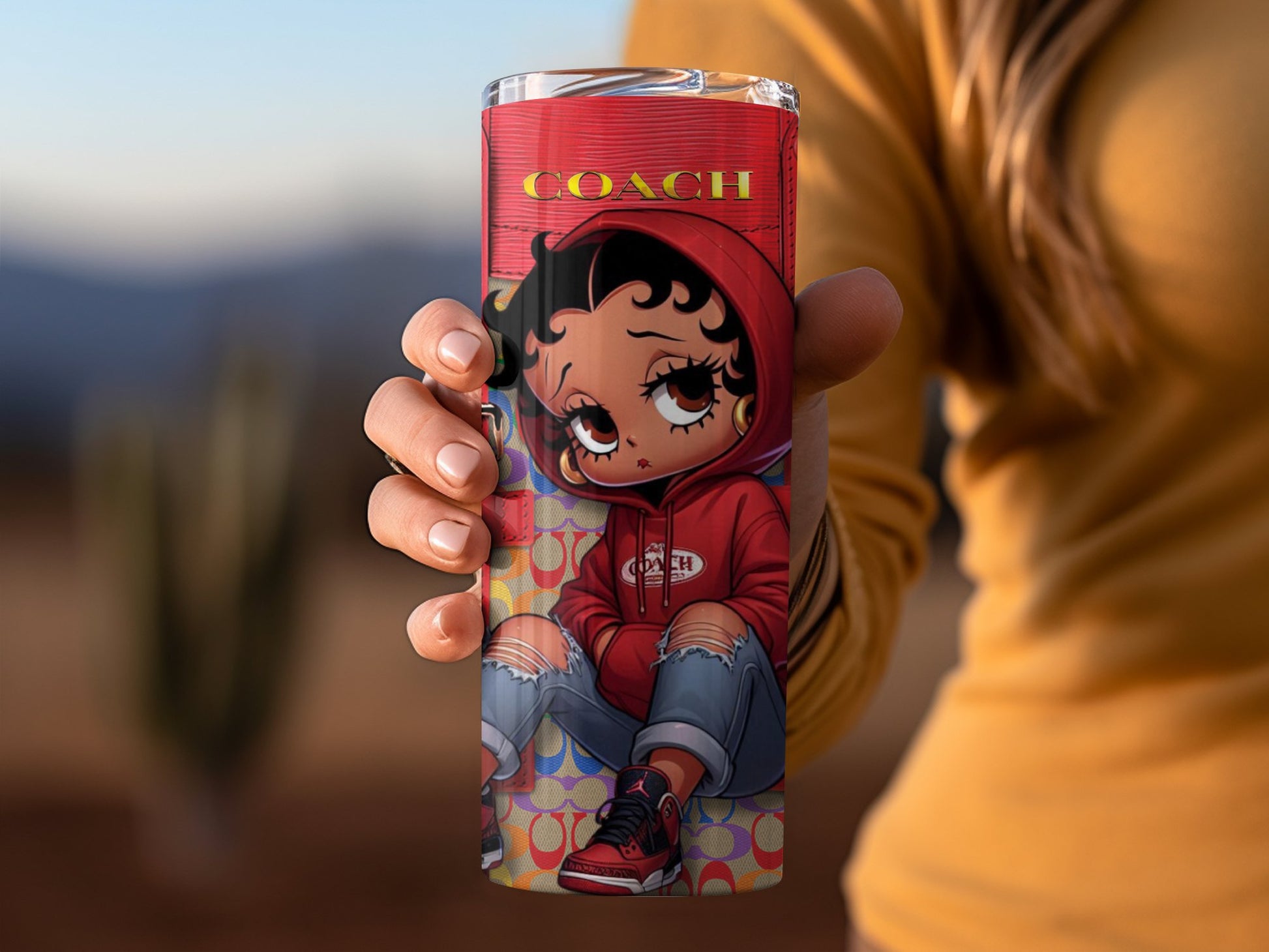 Stylish Cartoon Character Print Travel Mug product type