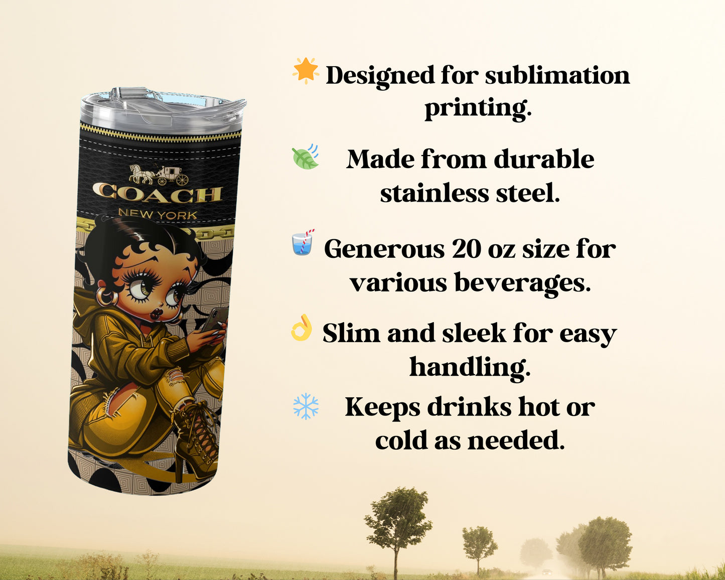 Slim Sleek Coach New York 20 oz Sublimation Printing product