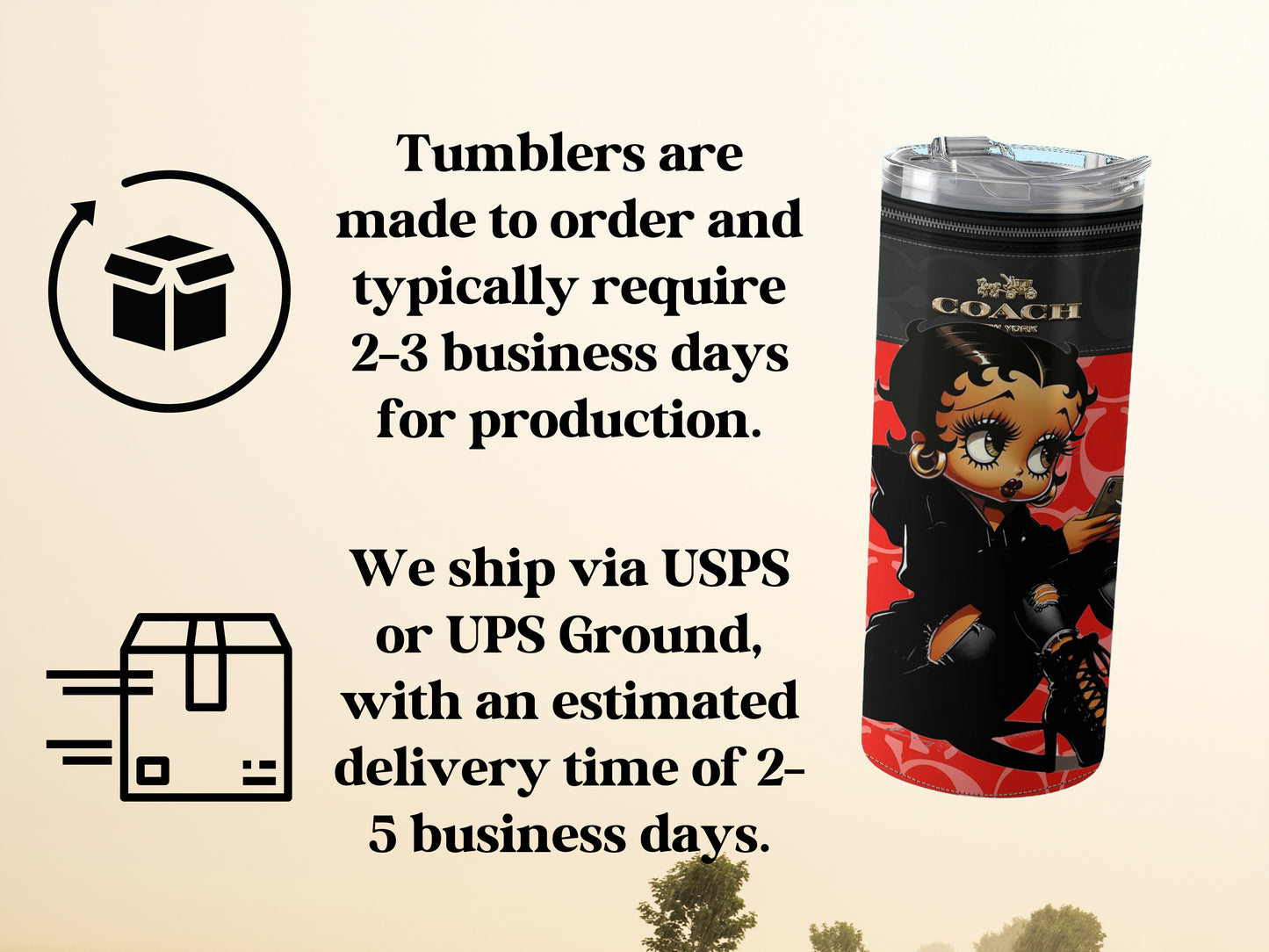 Betty Boop 20OZ Skinny Tumbler - Designer Purse Tumblers