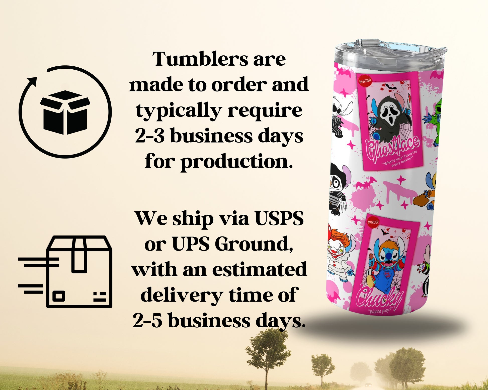 Horror Design Custom Printed Tumbler product