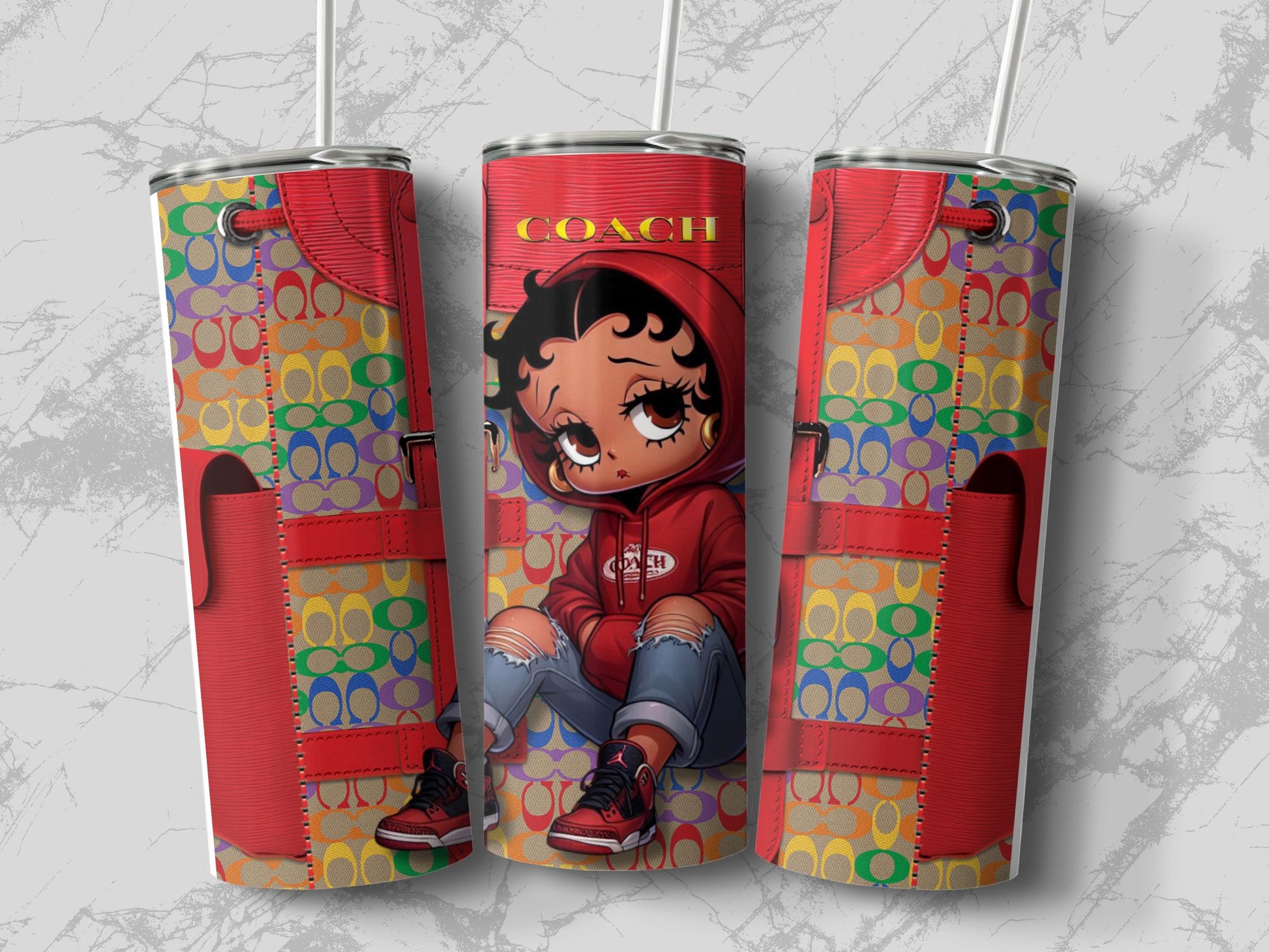 Stylish Red Hoodie Design on Vibrant Tumbler product