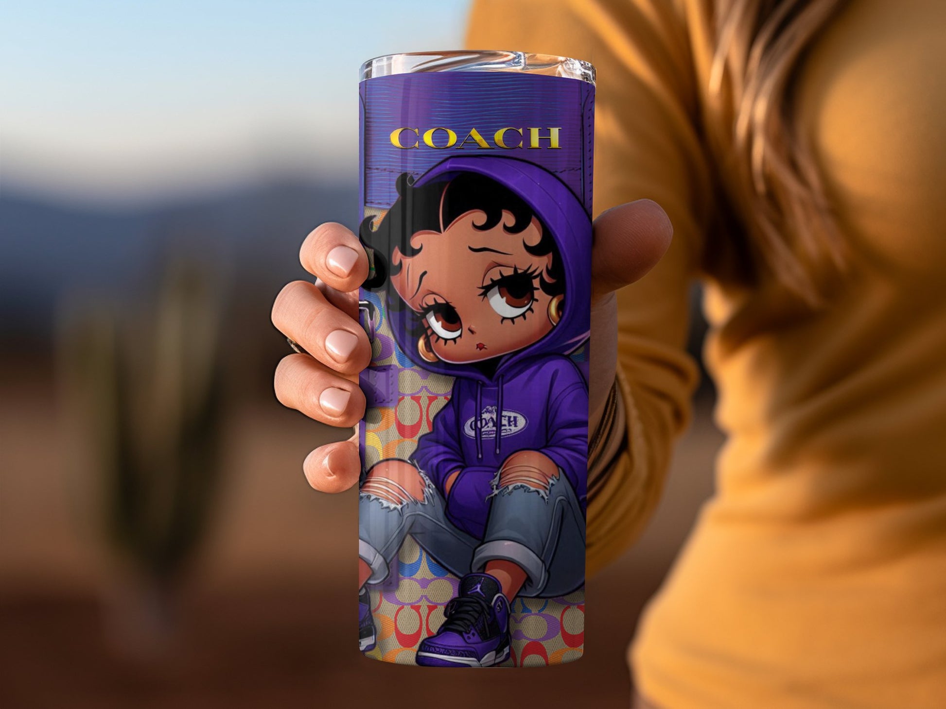 Stylish Coach tumbler featuring cute anime character product type